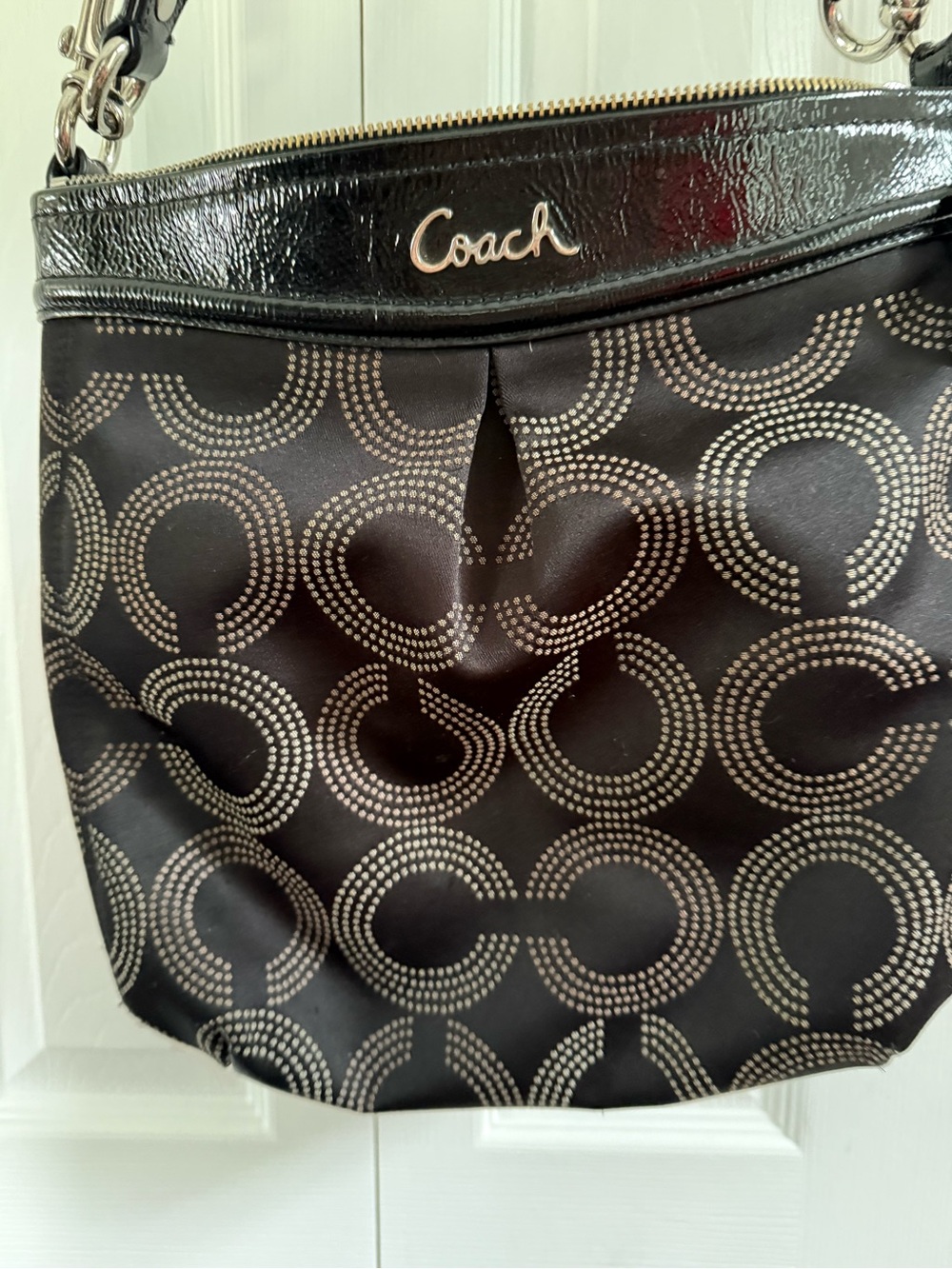 Coach Ashley Dotted Op Art Blk Sig C shoulder or crossbody bag